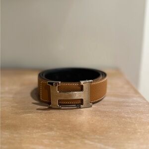 Hermes leather reversible belt, men’s